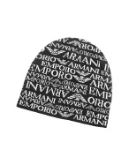 Emporio Armani Reversible Black and White Signature Knit Skull Cap