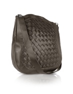 Emporio Due Dark Brown Woven Leather Tote Shoulder Bag