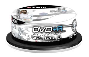 emtec DVD R 4,7GB 8X Printable White Top - Spindle of 25 Discs