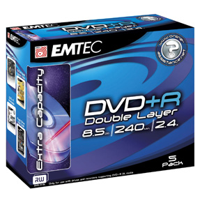 emtec DVD R DL (Dual Layer) 8.5GB 8X - 5 Pack in Jewel Cases