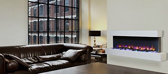 Endeavour Fires and Fireplaces Endeavour Fires Runswick Wall Mounted Electric Fire, 220/240Vac, 50 Hz, 1amp;2kW, With Multi Function Remote Control with a Light Cream MDF Mantel amp; Plinth