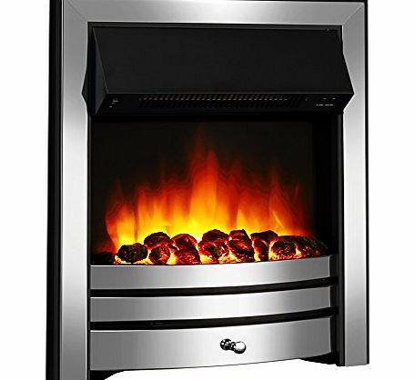 Endeavour Fires and Fireplaces Roxby Inset Electric Fire, Chrome Trim and Fret, 220/240Vac 1amp;2kW, Remote control