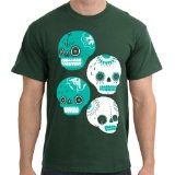 Day of The Dead - Sugar Skulls T-Shirt, Bottle Green, M