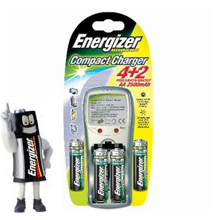Energizer Compact AA Battery Charger   4 Batteries