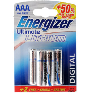 Energizer Lithium Power - AAA Lithium Pack of 4 2 FREE - SUPER SPECIAL !