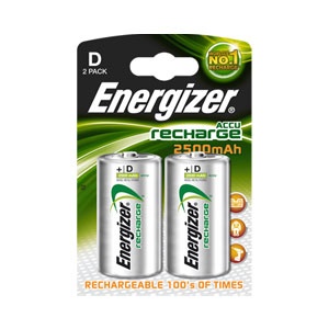 Energizer Rechargeable D 2500mAh Batteries -