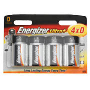 Energizer Ultra , pack of 4 D Batteries