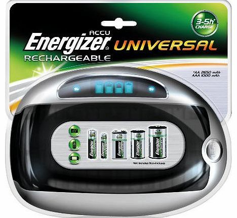 Energizer Universal Battery Charger with Smart LCD 2-5Hrs Charging Time for Ni-MH AAA AA C D 9V Ref 629874