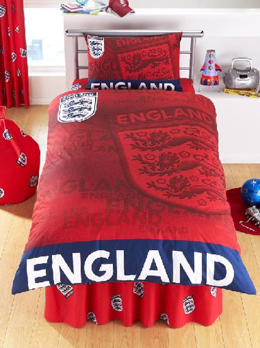 England Football England Duvet Cover and Pillowcase and#39;Red 3 Lionsand39; Design Bedding