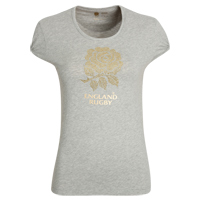 england Rugby Fashion Rhinestone Rose T-Shirt -