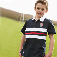 england Rugby Striped Panel Polo Shirt - Kids.