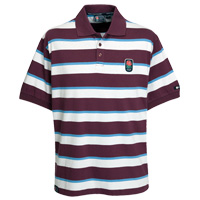 england Rugby Striped Polo Shirt - Aubergine/Grey.