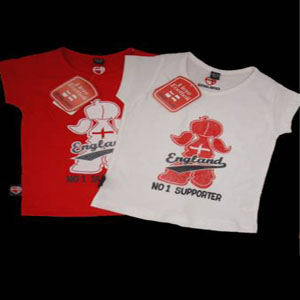 England Supporter T-Shirt Girls age 5-6 (White)