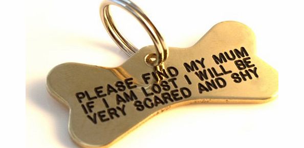 Engraving Studios Deeply engraved solid brass bone shaped pet tag