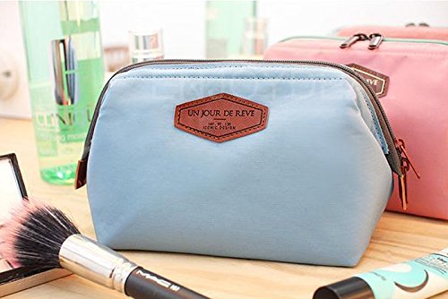 enjoydeal  Women Toiletry Bag Travel Make Up Cosmetic Bag Pouch Clutch Handbag Purse Organizer Bag (Light Blue)