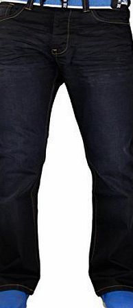 Enzo Mens Enzo Denim Jeans Black 32 Waist 32 Regular