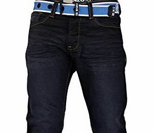 Enzo Mens Enzo Denim Jeans Black 40 Waist 32 Regular