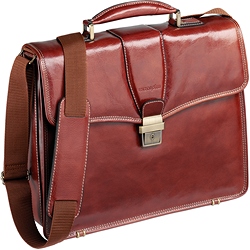 Flap over ladies briefcase in italian florence leather