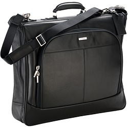 Garment carrier in deer tan leather