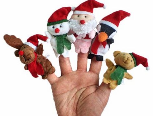 Eozy 5pcs Christmas Series Baby Boy Girl Xmas Gift Lovely Cartoon Plush Toy Finger Puppets Colorful 7cm/p