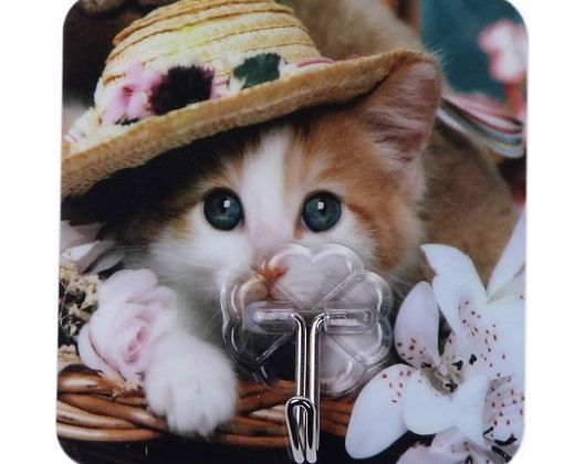 Eozy  10pcs Reusable Magic Traceless Wall Hook Hanger Home Decor Cute Pet Series (5# Wear Hat Cat)