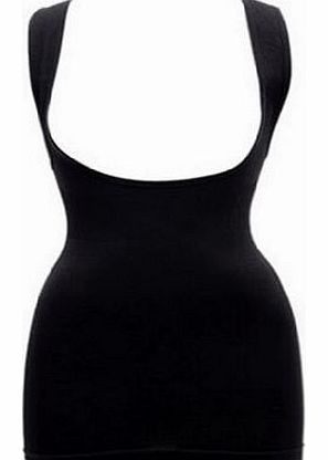  Women Ladies Slimming Body Shaper Underbust Tummy Control Vest Shapewear Waspie Corset Bodysuit (Size M, Black)