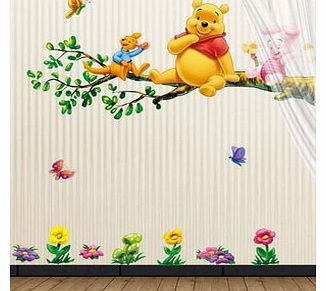 Eozy Winnie the Pooh and Tiger Sitting on the Branch (2 pages) Mural Wall Stickers Home Art Deco Wall Decals