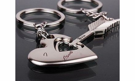 Lover His Her Keychain Keyring Couples - Arrow & ``I Love You`` Heart & Key -Valentines Day / Birthday / Christmas /Wedding anniversary Present Gift
