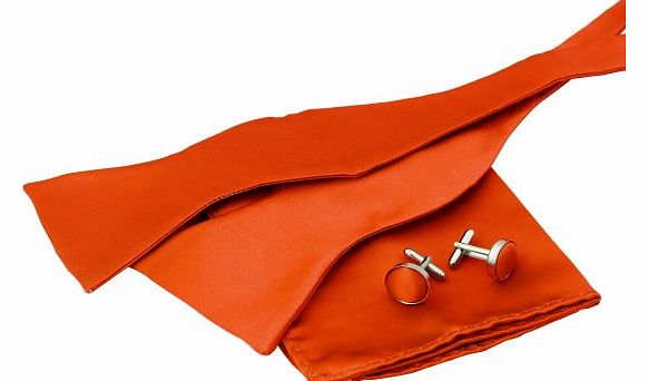 Epoint BT1023 Classic Design Shop Presents Dark orange Silk Bow Tie Self Tie Hanky Cufflinks Formal Wear Goods By Epoint
