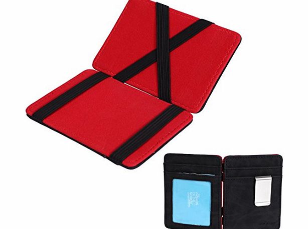 Epoint ECM07B02 Red Black Solid Slim Magic Wallet and Credit/ID Case Young Design leatheretter Mens Card Holder Wallet Working Day Designer By Epoint