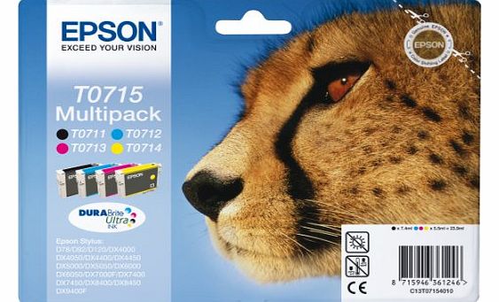 Epson Original T0715 4-Cartridge Multipack (Cyan T0712, Magenta T0713, Yellow T0714 and Black T0711)