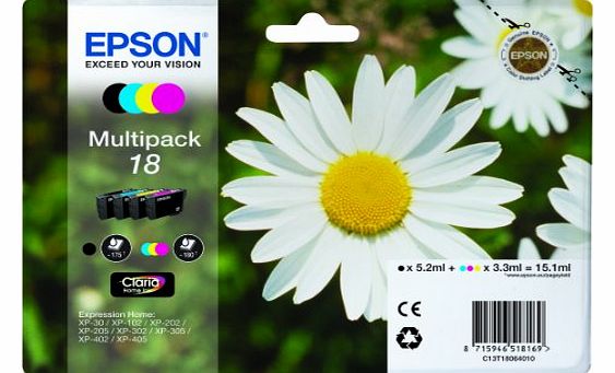 Epson XP30/ 202/ 302/ 405 Standard Capacity Ink Cartridges - Black/ Cyan/ Magenta/ Yellow (Pack of 4)