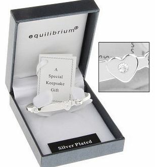 Equilibrium Silver Plated Christening Bracelet with a heart