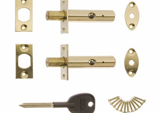 ERA Door Security Bolt with 1 Key - Brass (2 Pieces)