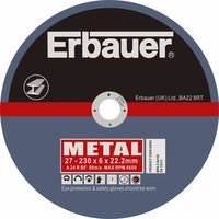 ERBAUER Metal Grinding Disc 230 x 6 x 22.2mm Pack of 5