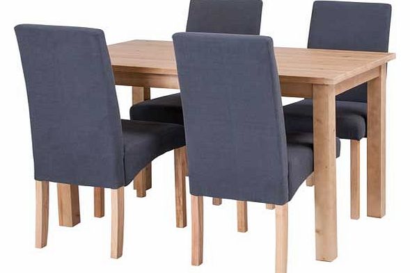 Erin Oak Dining Table and 4 Charcoal Fabric Chairs