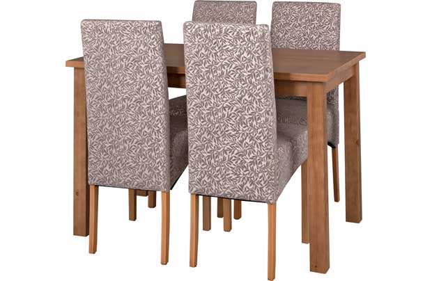 Erin Oak Rectangular Dining Table and 4 Floral