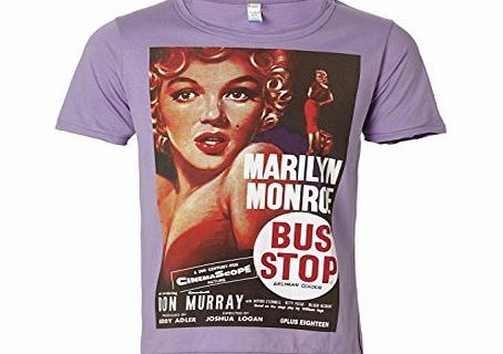 Mens Retro Movies Marilyn Monroe Bus Scoop Neck T Shirt Purple M