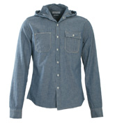 Esemplare Denim Look Hooded Shirt