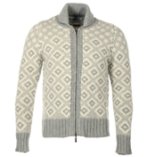 Grey and Cream Full Zip Sweater