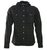 Esemplare Navy and Black Check Hooded Shirt