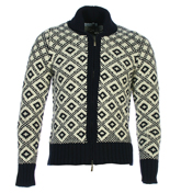 White and Black Patterned Full Zip