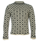 White and Black Patterned Sweater
