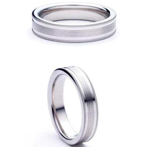Espacio from Bianco 5mm Medium Flat Court Espacio Wedding Band Ring In Palladium