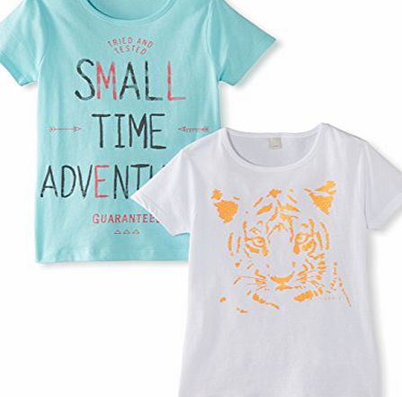 Esprit  Girls Dp Set of 2 T-Shirt, Turquoise Breeze, 9 Years (Manufacturer Size:X-Small)