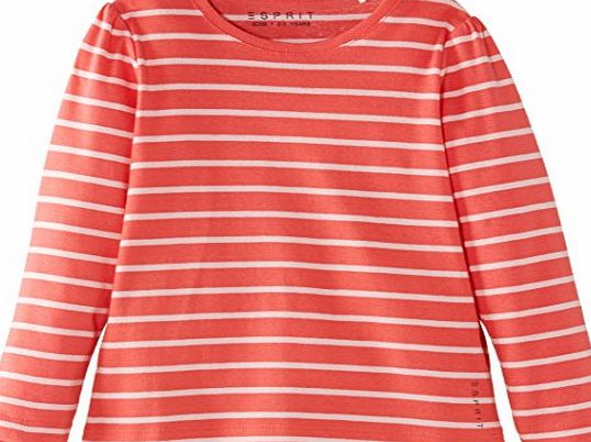 Esprit  Girls ESS Striped T-Shirt, Coral Red, 4 Years (Manufacturer Size:104 )