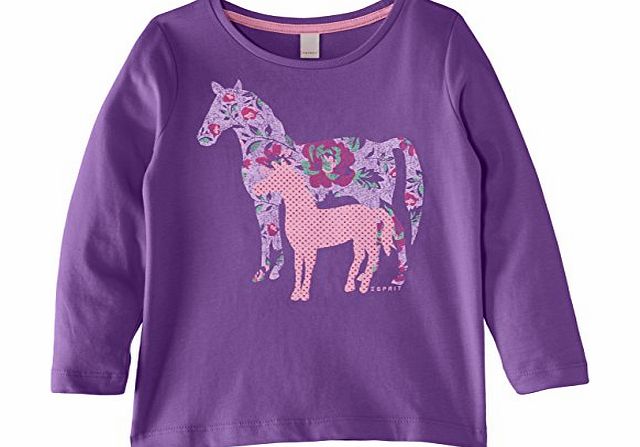 Esprit Girls 015EE7K006 Horse T-Shirt, Purple Burst, 8 Years (Manufacturer Size:128 )