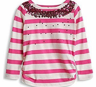Girls 084EE7K008 Aus Baumwolle Striped Long Sleeve T-Shirt, Pink (Pink Spotlight), 8 Years (Manufacturer Size: 128+)