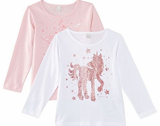 Esprit Girls 114EE7N001 Set of 2 T-Shirt, Pink (Sunny Rose), 4 Years (Manufacturer Size:104 )