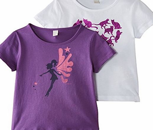 Esprit Girls DP Set of 2 T-Shirt, Purple Burst, 6 Years (Manufacturer Size:116 )